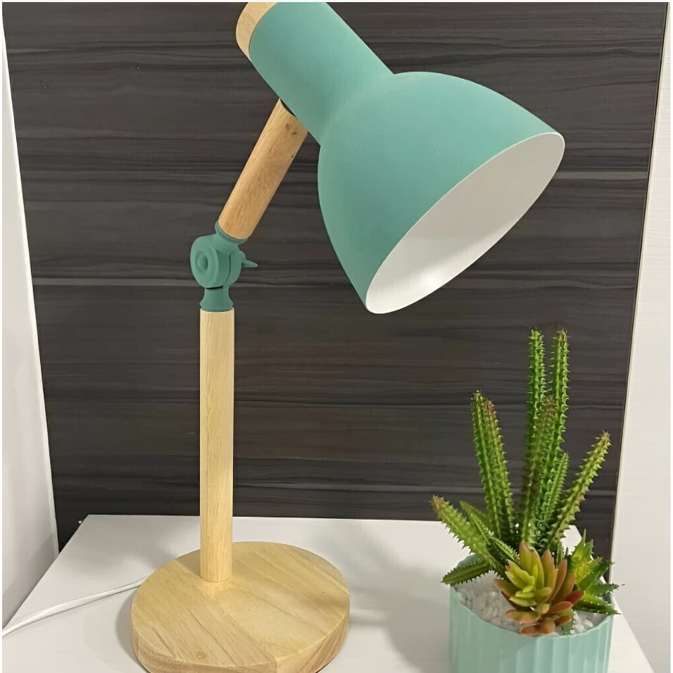 Luminária De Mesa Retratil Wood Com Base De Madeira Luminária Pixar 40W