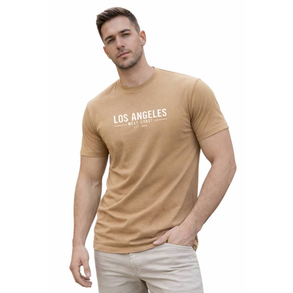 Camiseta Masculina Premium Los Angeles – Algodão Conforto, Casual Básica, Envio Rápido