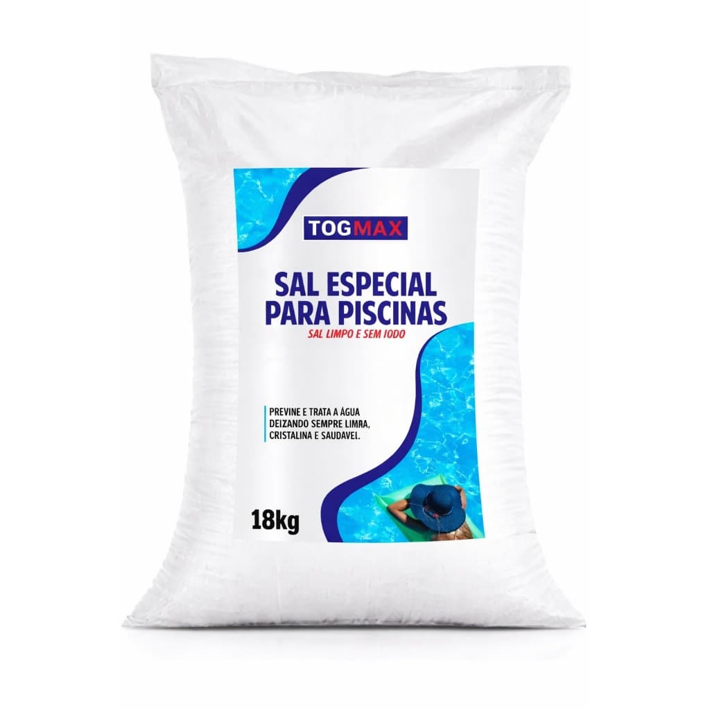 Sal Especial Para Piscinas 18kg Cristalização Da Água Limpa Mais Linha premium Tog Max Piscinas