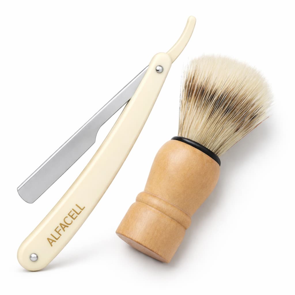 Kit Profissional Pincel para Barbear + Navalhete – Barba Barbearia Completo