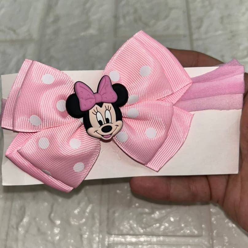 Lacinho Para Bebê Minnie Rosa e Vermelho Faixa Elástica Confortável Promoçao