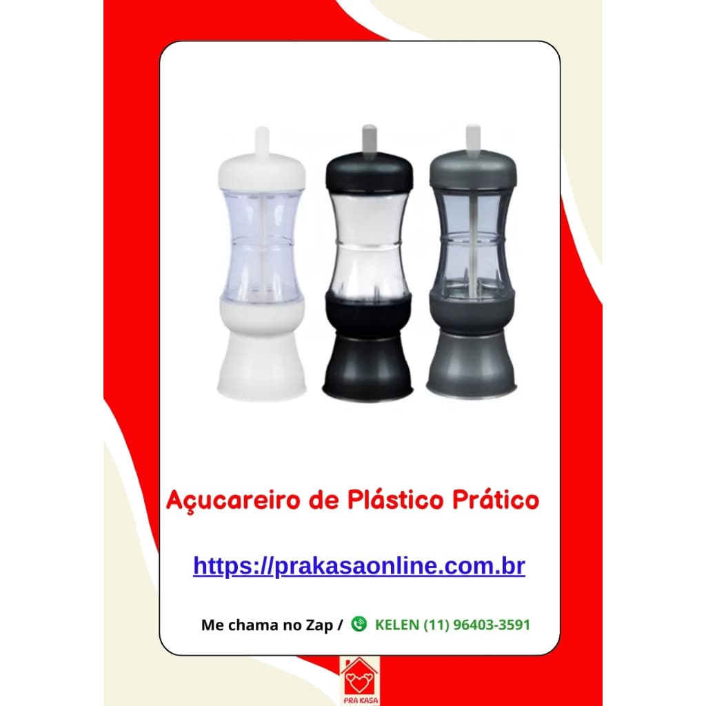 Açucareiro Porta Condimentos Prático de Mesa com Botão Dosador