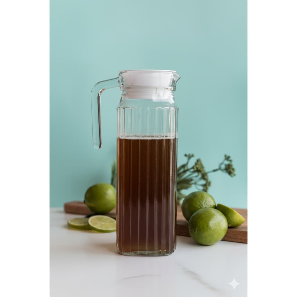Jarra de Vidro  com tampa transparente  para sucos, água  Frigo 1 Litro
