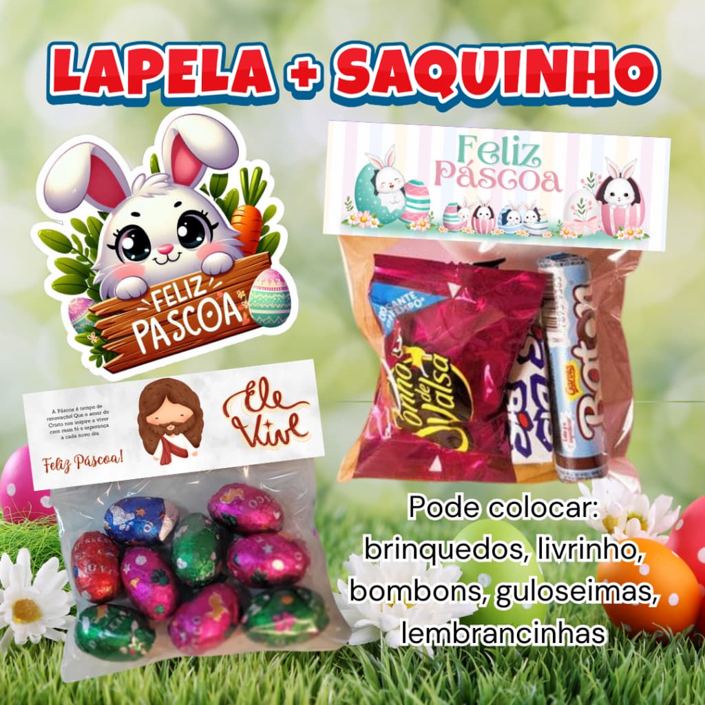 Lapela + Embalagem para Lembrancinhas PÁSCOA