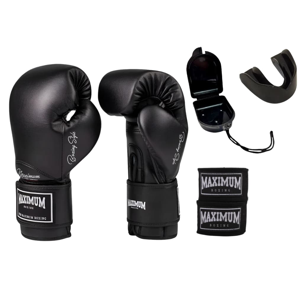 kit maximum Luva  12oz - 14oz - Bandagem de 3 Metros + Protetor Bucal com estojo