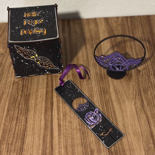 Kit Totem Luminária e Marcador ACOTAR Decoração Livros Estante Sarah J. Maas Geek Presente Nerd