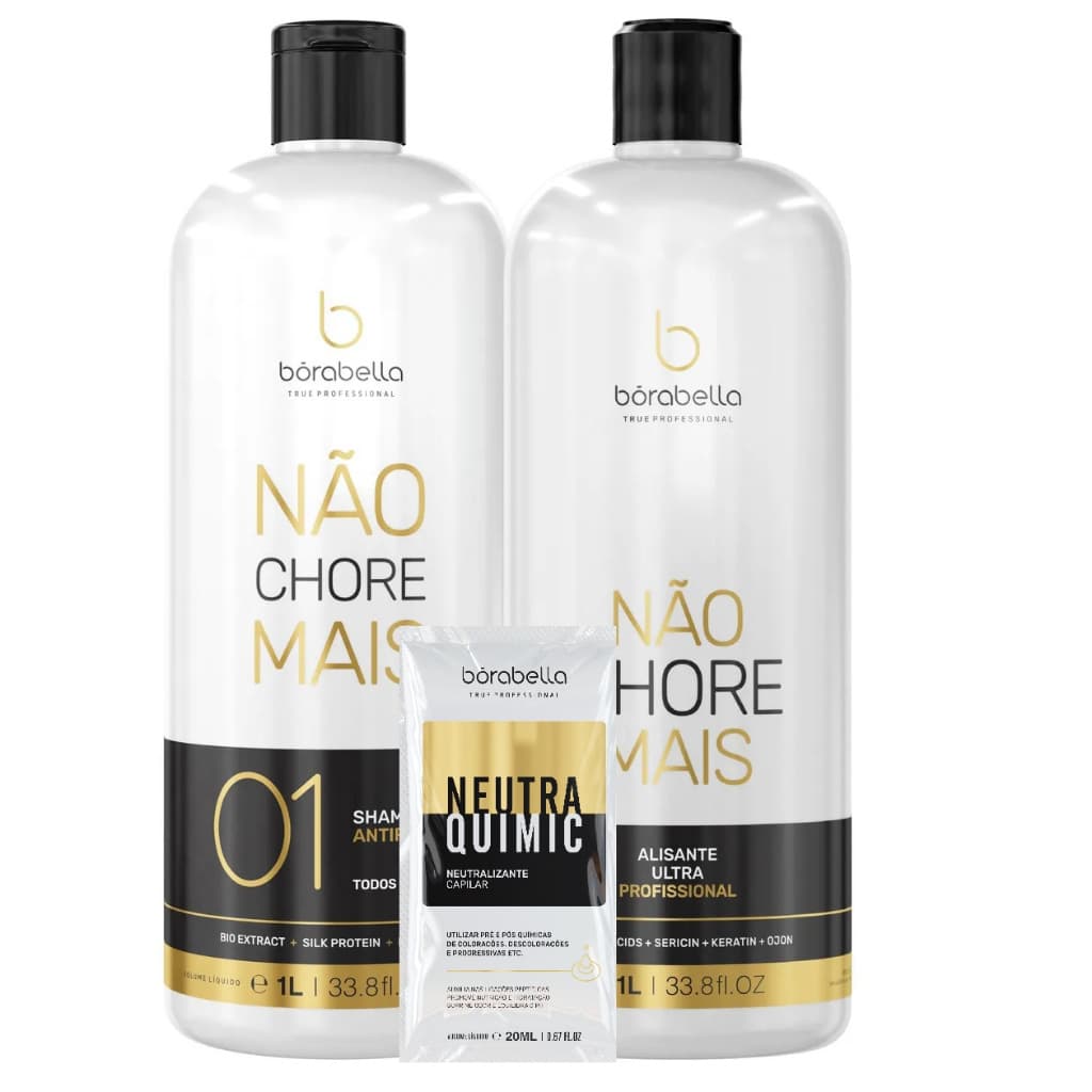 Borabella Kit Não Chore Mais Alisante Ultra 2x1 Litro + NeutraQuimic Neutralizante Capilar 20ml