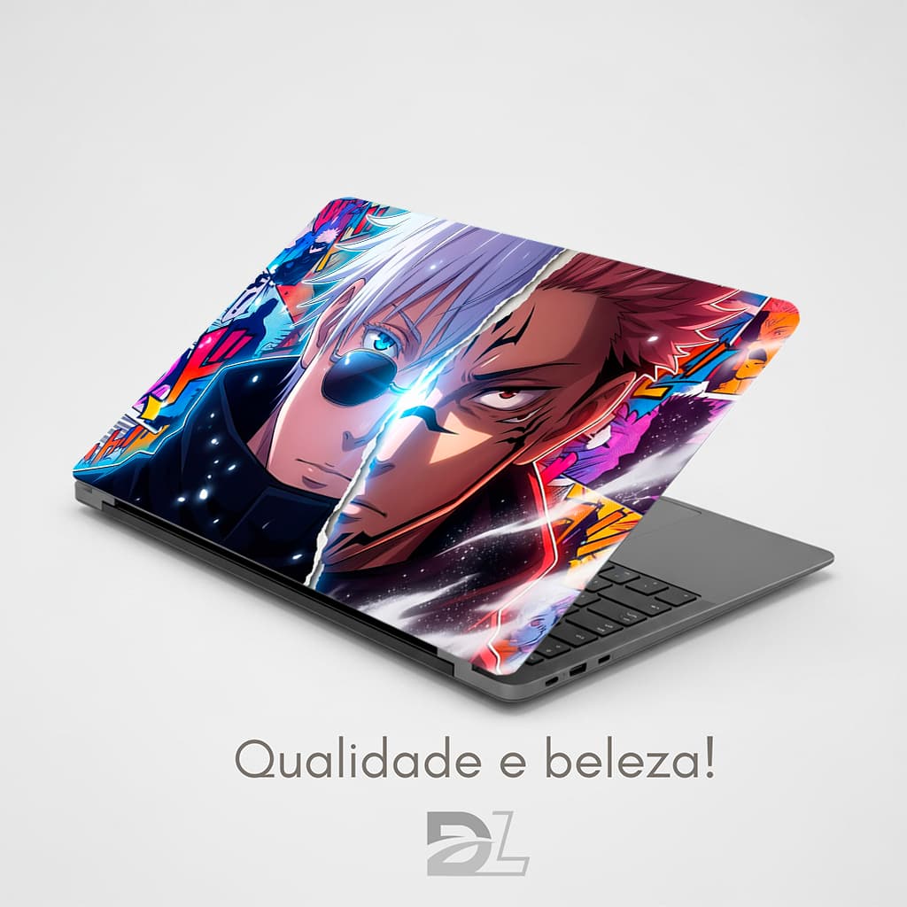 Skin Adesivo Para Notebook Anime GOJO VS SUKUNA Gamer Otaku Proteção Beleza e Estilo em VInil 4K