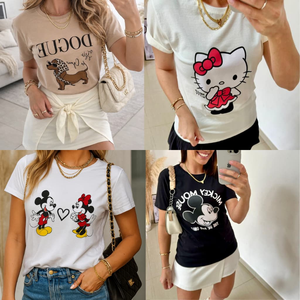 Camiseta Feminina 100% Algodão Estampada do Tamanhos P ao G1 - T-shirt Feminina Estilosa