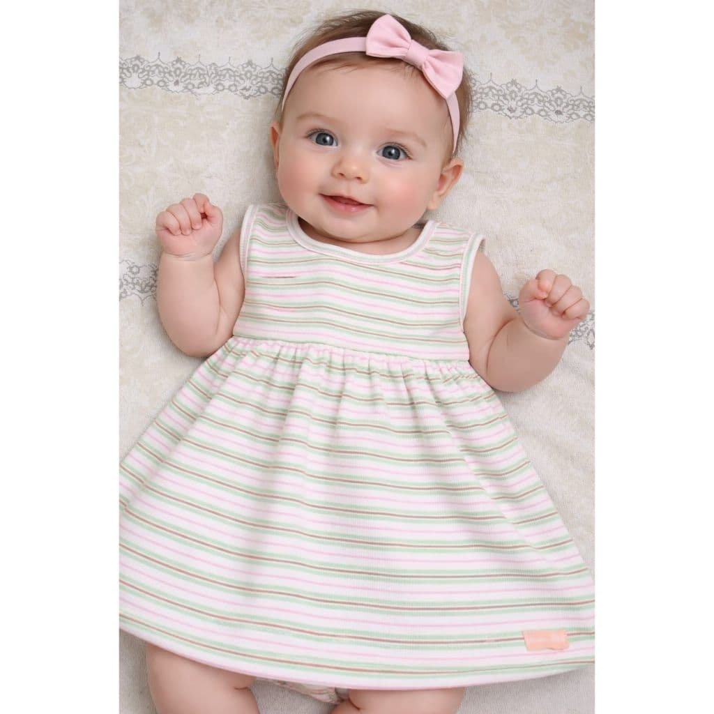 VESTIDINHO DE RIBANA INFANTIL, VESTIDO LISTRAS, LISTRADO, VESTIDO COM LISTRAS ROSA E VERDE, VESTIDO RODADINHO
