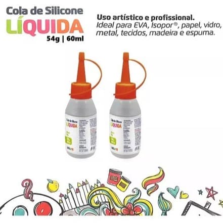 Kit 2 Cola Silicone Líquida 60ML Leoarte Artesanato Escolar
