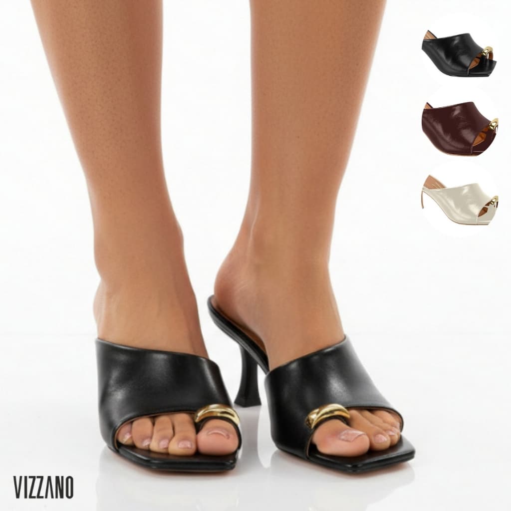 Tamanco Feminino Vizzano Mule Salto Taça Bico Quadrado Moderno Elegante Casual Social 6536.102