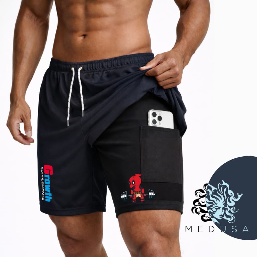 Short Bermuda De Compressão 2 Em 1 Dry Fit Com Elastano GROWTH DPLL, Ideal Para Treinos, Academia