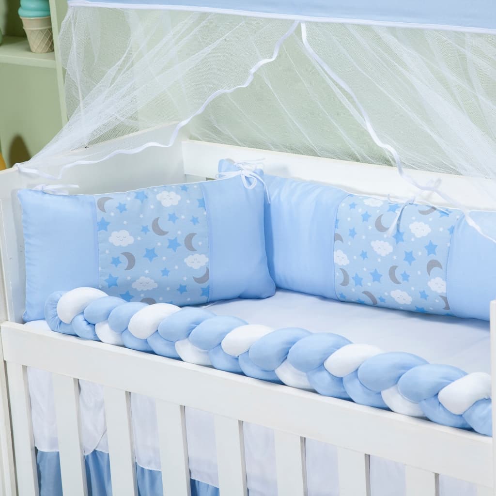 Enxoval Mini Berço 6 Peças Bebê Kit Completo com Trança Decorativa