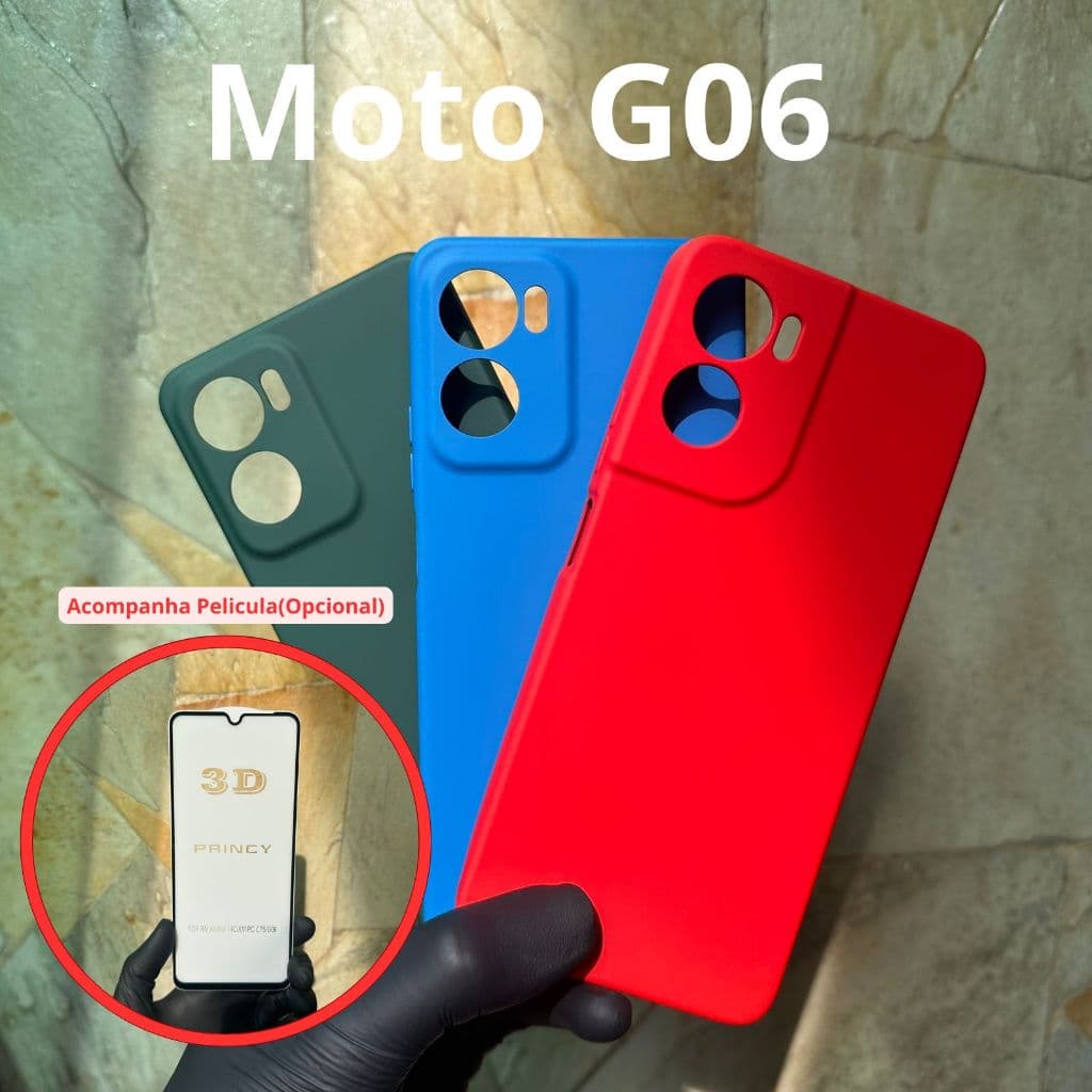 Capa Motorola Moto G06 / G06 Power Silicone Anti Impacto Aveludada | Kit Capa + Película 3D