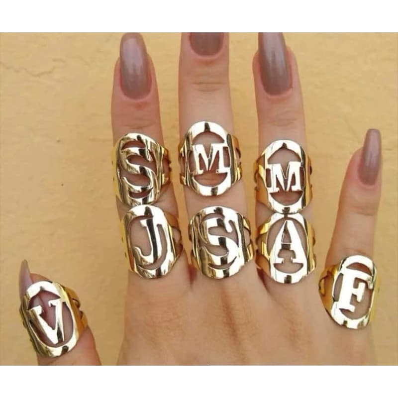 ANEL FEMININO DE MOEDA ANTIGA LETRA, J,L, :0023