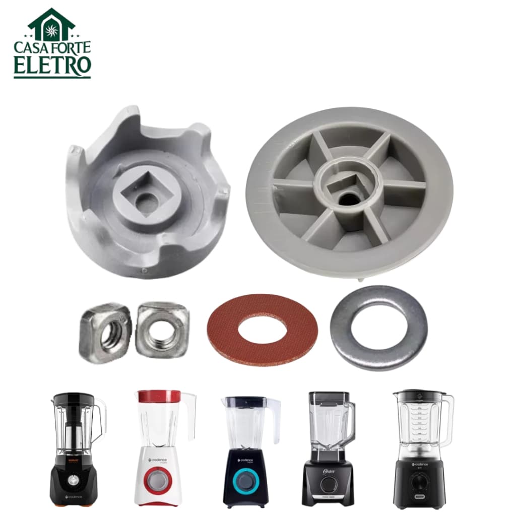 Kit Arraste Reforçado Copo + Motor + Arruelas para Liquidificador Oster OLIQ605 – Primeira Linha