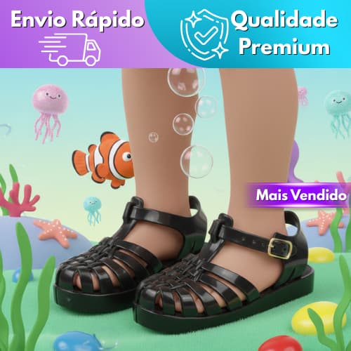Sandália Baby Infantil Feminina Glitter Transparente Confortável Escolar/Passeio Menina