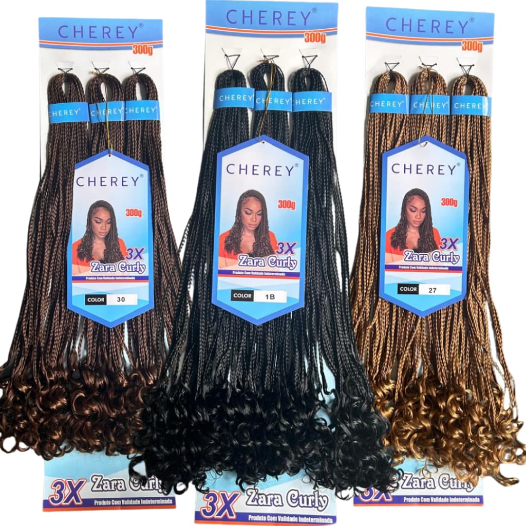 Cabelo Zar Curly Zizi Kanekalon Com cachos nas pontas 300g Cherey Varias Cores