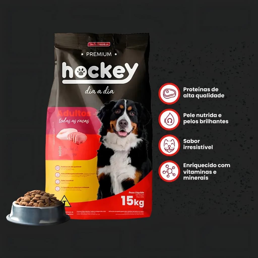 Ração Hockey Caes Adulto Todas As Racas 15Kg