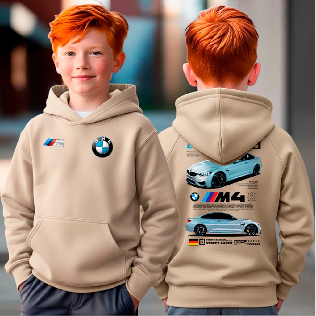Blusa Moletom Infantil BMW M4 Carro Esportivo Alemão