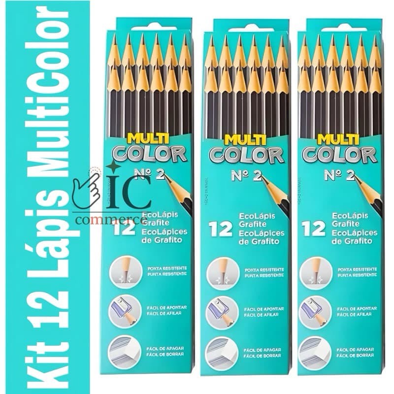 Kit 12 a 48 MultiColor Lápis De Escrever Escolar Hexagonal Promoção Volta as Aulas