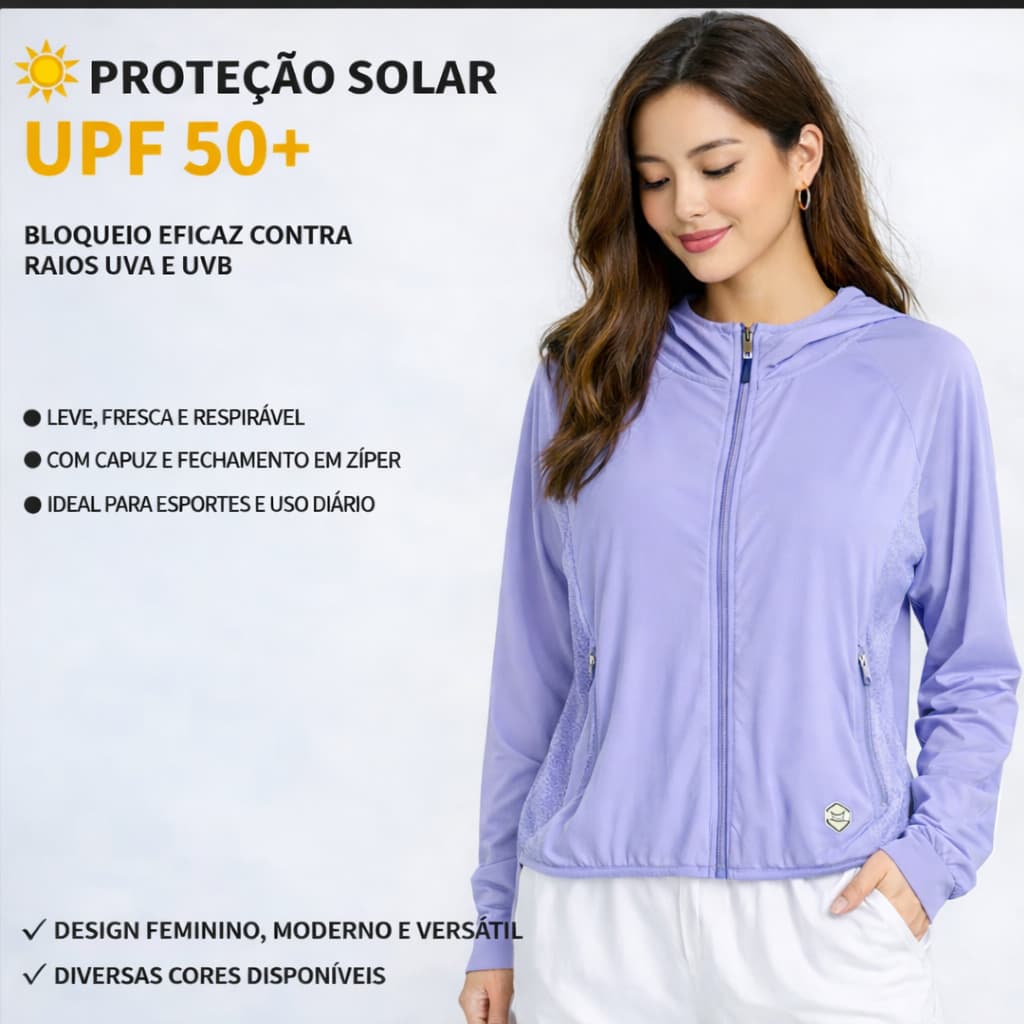 Jaqueta Feminina Corta Vento Dry Fit Academia Esporte Leve com Capuz