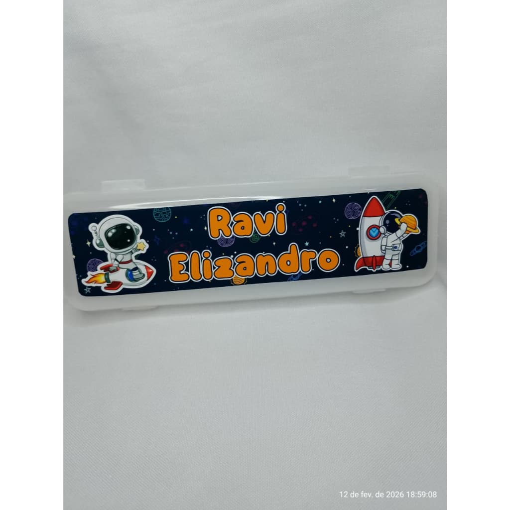 Astronauta Estojo escolar Porta Escova de Dentes Personalizado Volta as Aulas
