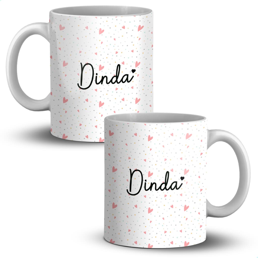 1 Caneca De 310ml De Porcelana Decorada Dinda Ou Dindo Batizado