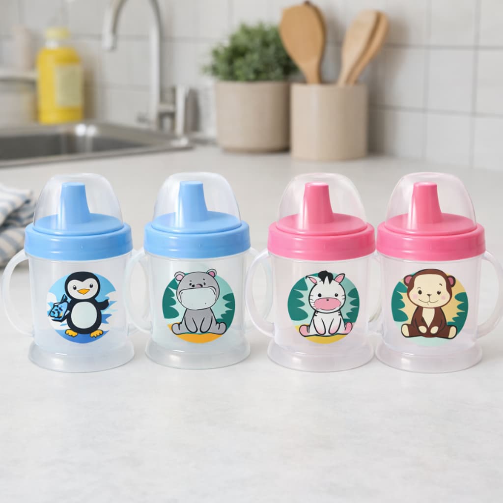 Copo de Transição Treinamento Infantil Bebê Copinho Chuquinha Com Alça e Tampa Azul Rosa