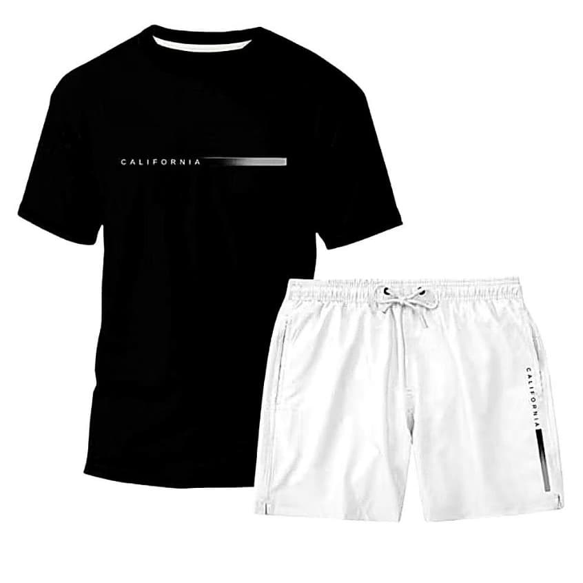 Kit Camisa Masculina Algodão Short Tactel Masculino Camiseta Estilosa Básica