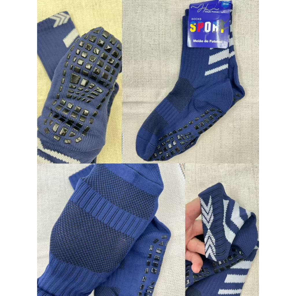 Kit 2/3 Pares Meia de Futebol Esportiva Infantil Juvenil Antiderrapante Qualidade Premium Tamanho 25-36