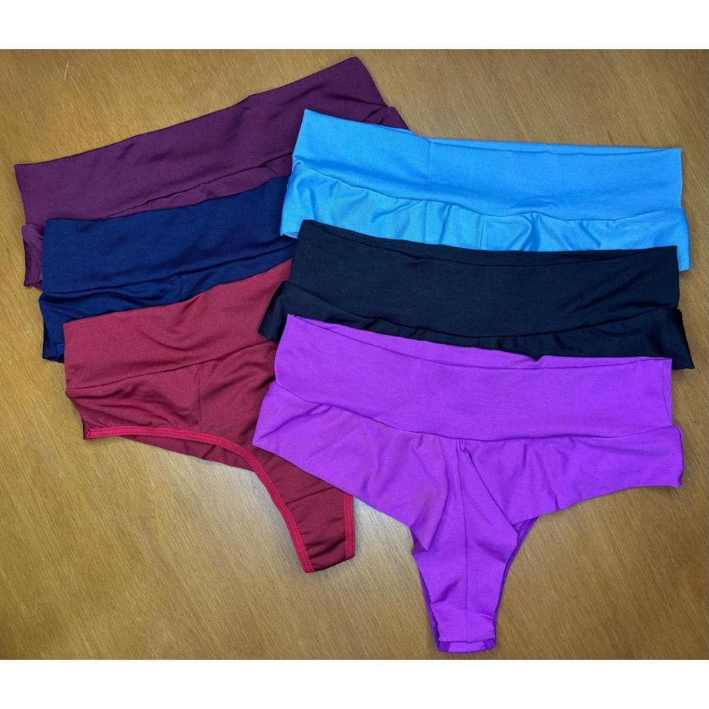 Kit Calcinhas De Cós Alto Fio Duplo Aperta Barriga Elegante Conforto e Qualidade Pro Dia a Dia Forro Algodão