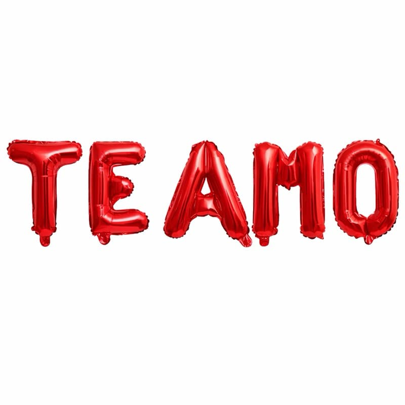 Kit Balão Metalizado Frase Te Amo 40cm 5 Letras Vermelho Decoração Romântica Dia Namorados Bexiga