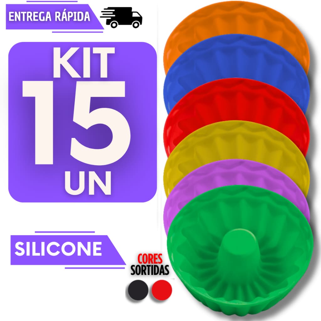 Kit 15 Forma Silicone para Mini Pudim Muffins Flexível Antiaderente Alta Qualidade Chocoloate Pascoa