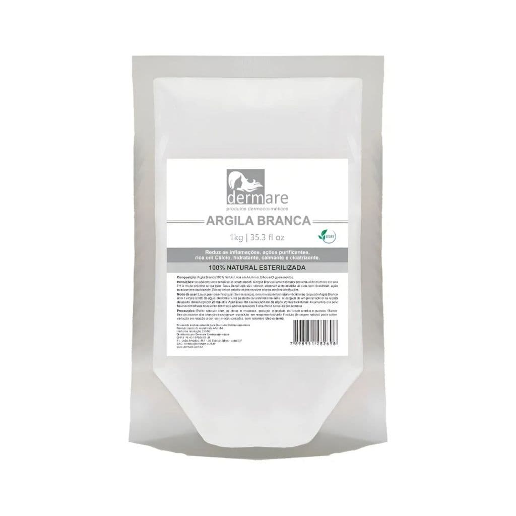 Argila Branca Dermare Máscara Facial Hidratante Calmante Cicatrizante 1kg