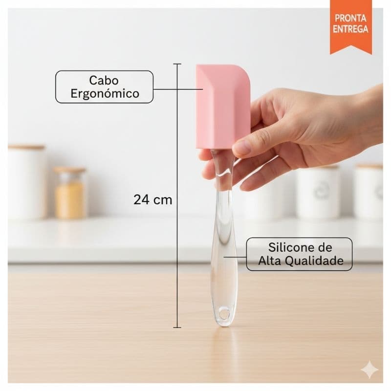 Espátula de Silicone "Pão Duro" 24cm – Cabo Transparente Fratelli