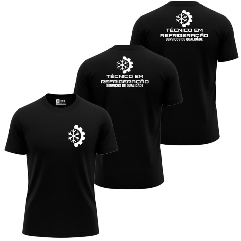 Kit 3 Camisas Uniforme TÉCNICO EM REFRIGERAÇÃO E CLIMATIZAÇÃO Dry Fit Profissão Trabalho Camisa Masculina