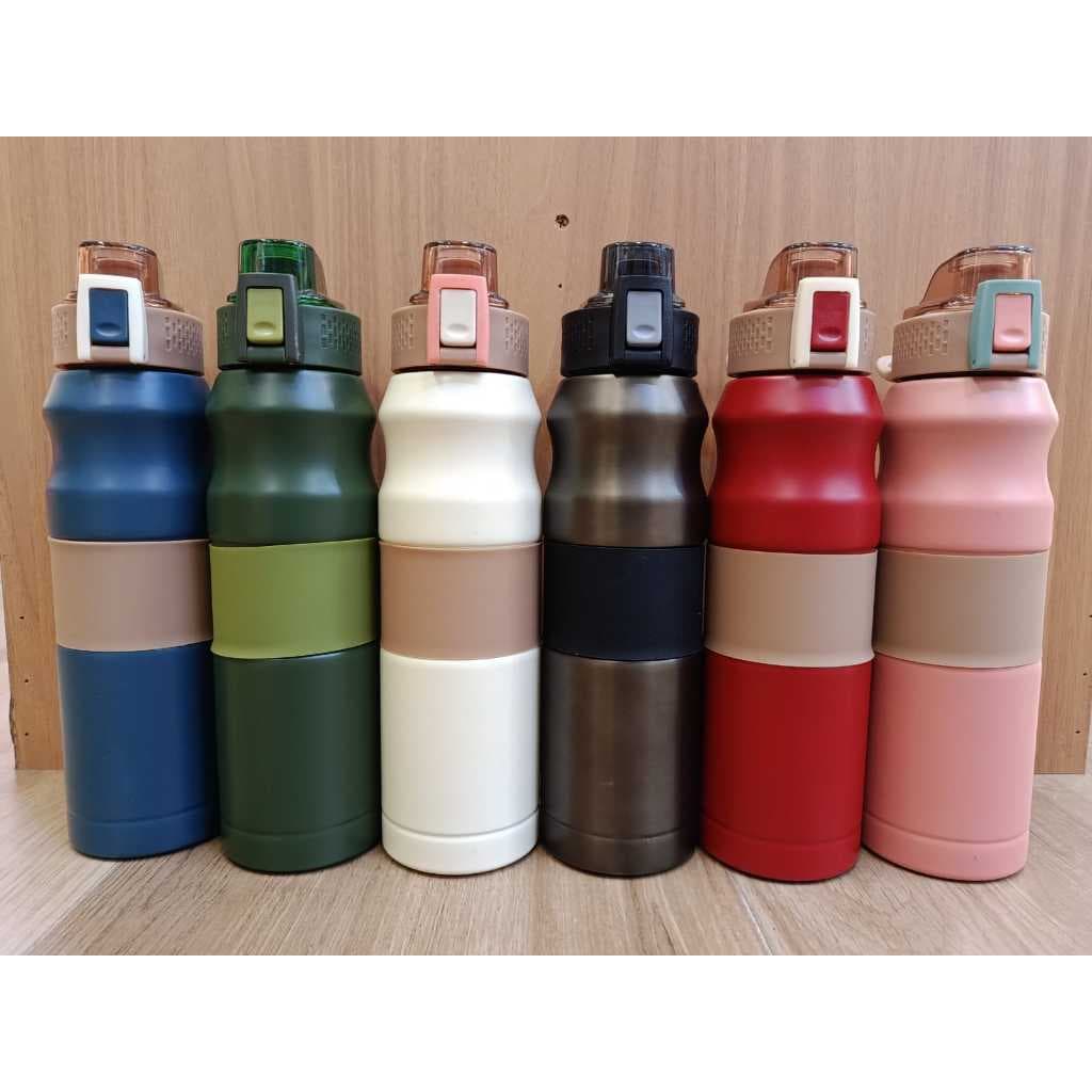 Garrafa Térmica AÇO INOX Hidratação 680ml Academia tampa com trava e alça Varias Cores