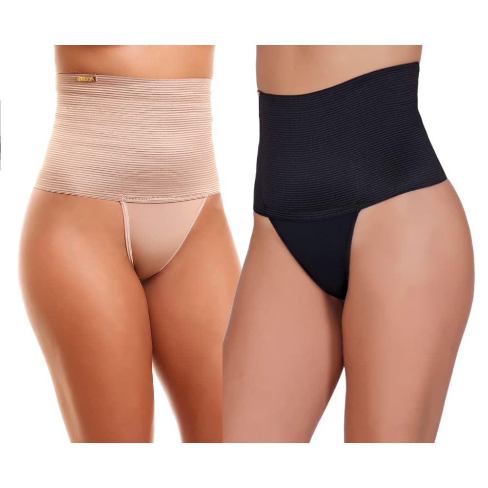 Kit 3 Tangas Cinta Modeladora de Alta Compressão Cós Firme Segura Barriga Levanta Bumbum