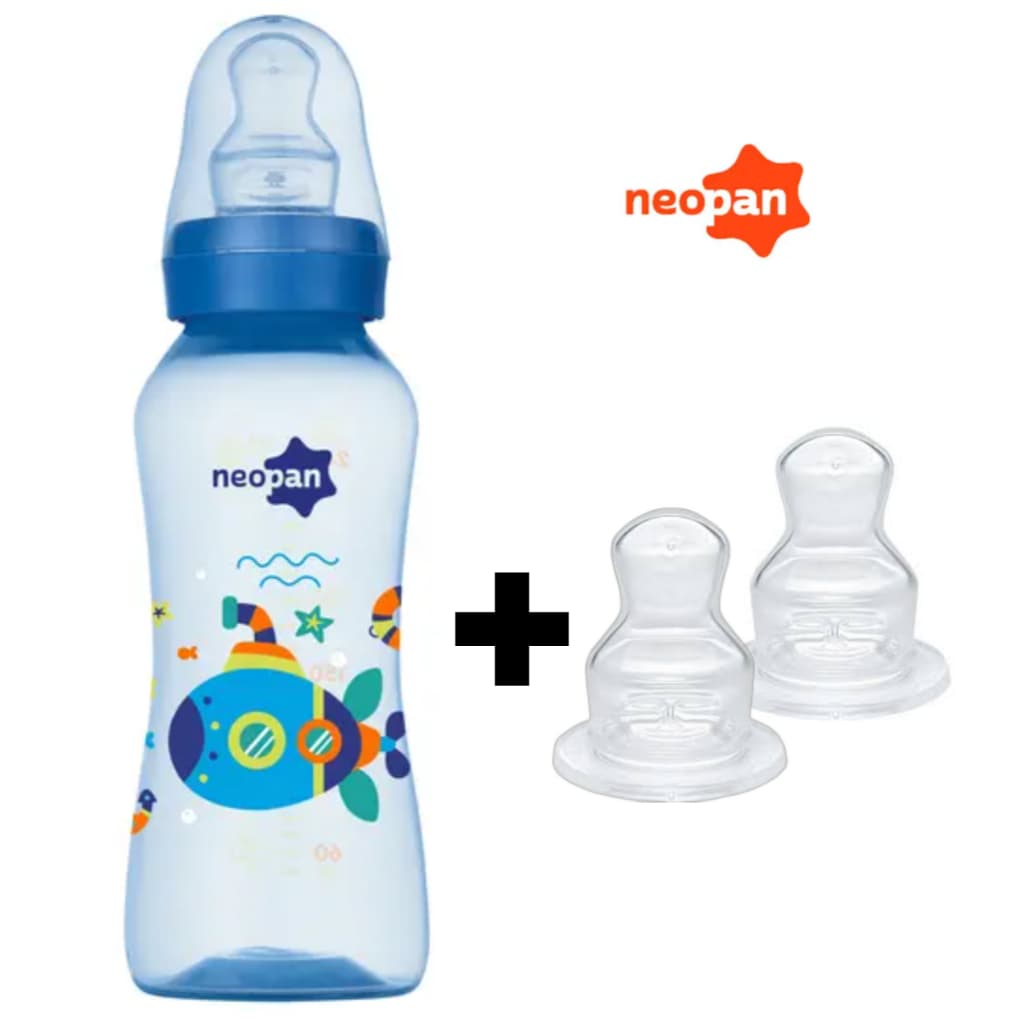 MAMADEIRA NEOPAN REGADOR/SUBMARINO CRIATIVA 250ML E 2 BICOS DE REPOSIÇÃO
