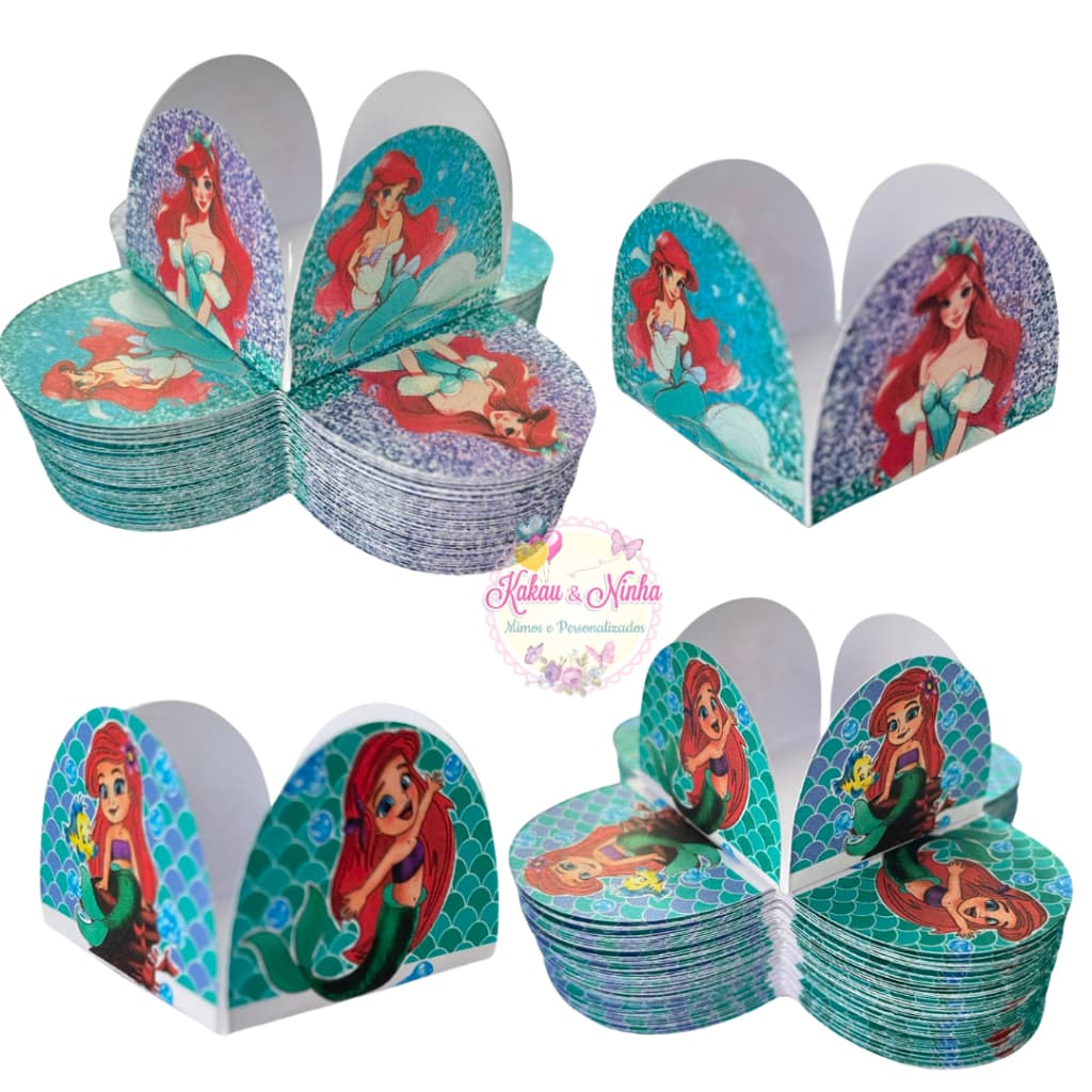 50~300  Forminhas 4 Pétalas Princesa Ariel para doces Festas Aniversario