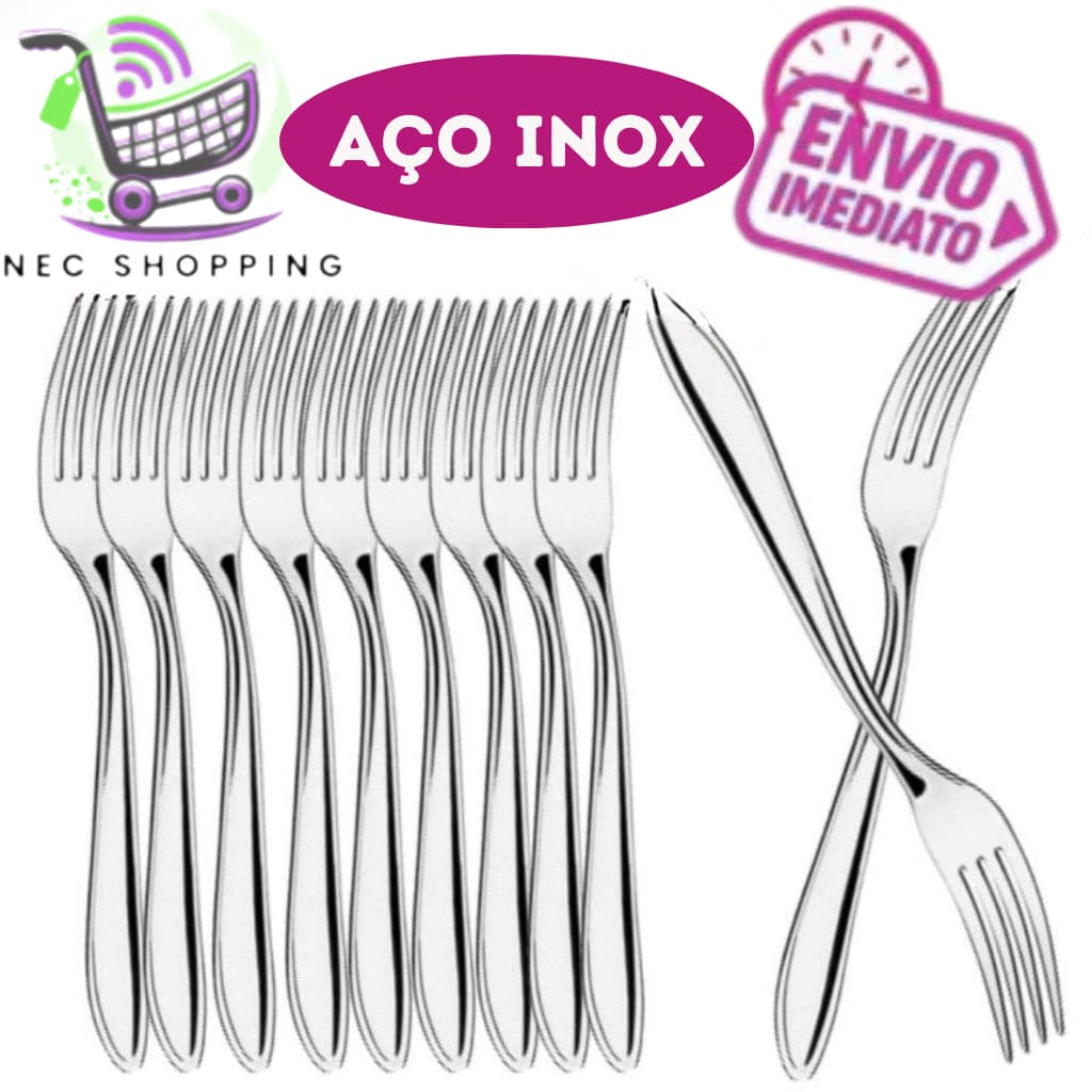 Conjunto de Garfo 24  unidades 100% Inox Premium Unidades Casa Cozinha Buffet Restaurante
