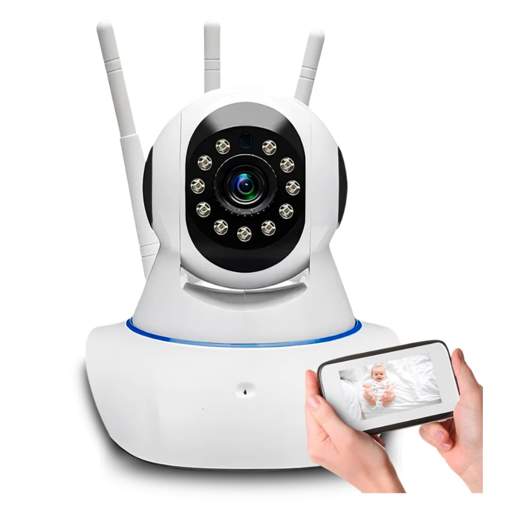 Câmera IP Wi-Fi 360° 3 Antenas HD Babá Eletrônica Smart Visão Noturna Alarme Sem Fio App Yoosee