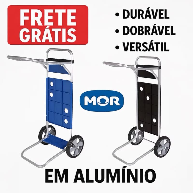 Carrinho De Praia P/ 5 Cadeiras Vira Mesa Alumínio Com Bolsa Azul / Preto