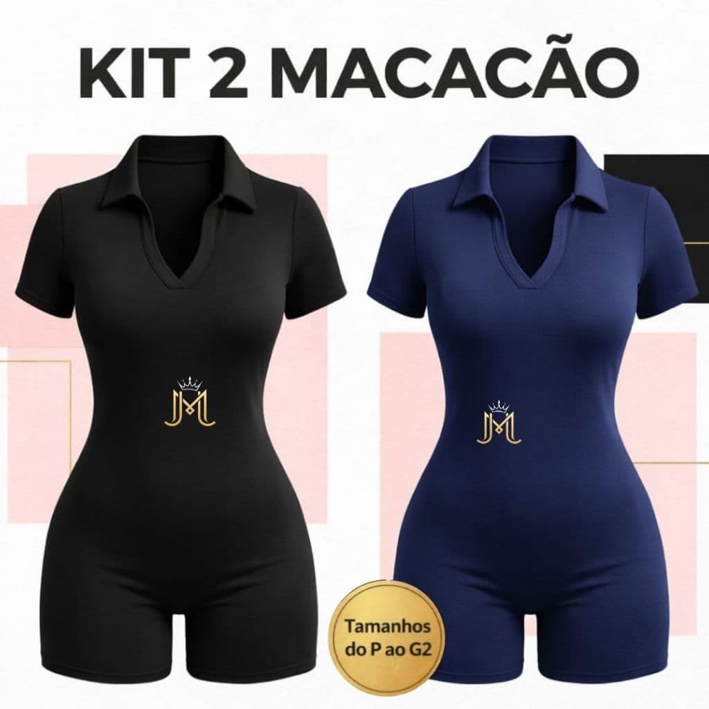 Kit 2 Macacões Femininos Academia Fitness Suplex Sem Transparência Treino Blogueira-350 Gramatura