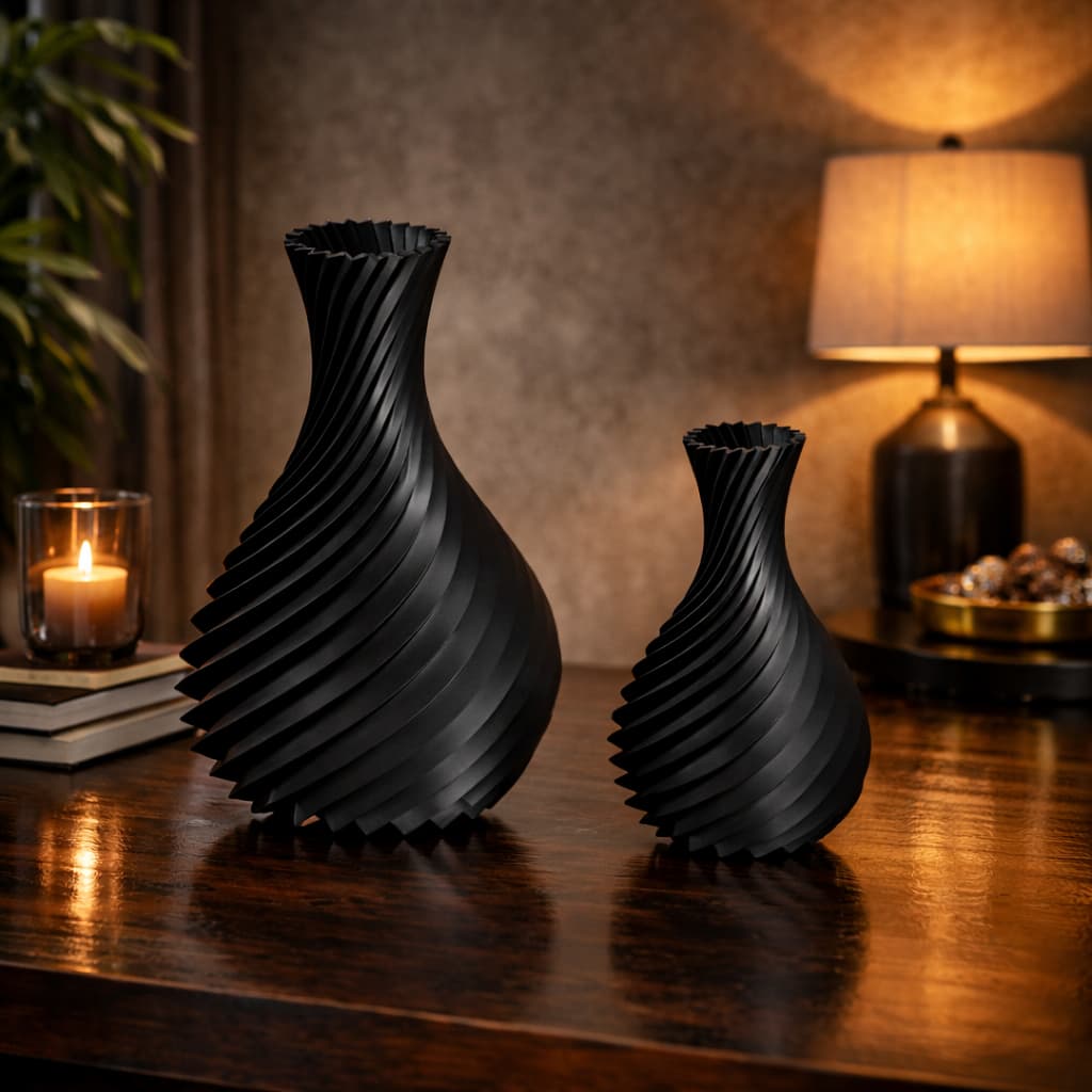 Kit 2 Vasos Decorativos Premium – Design Espiral – Tendência 2026 - Moderno