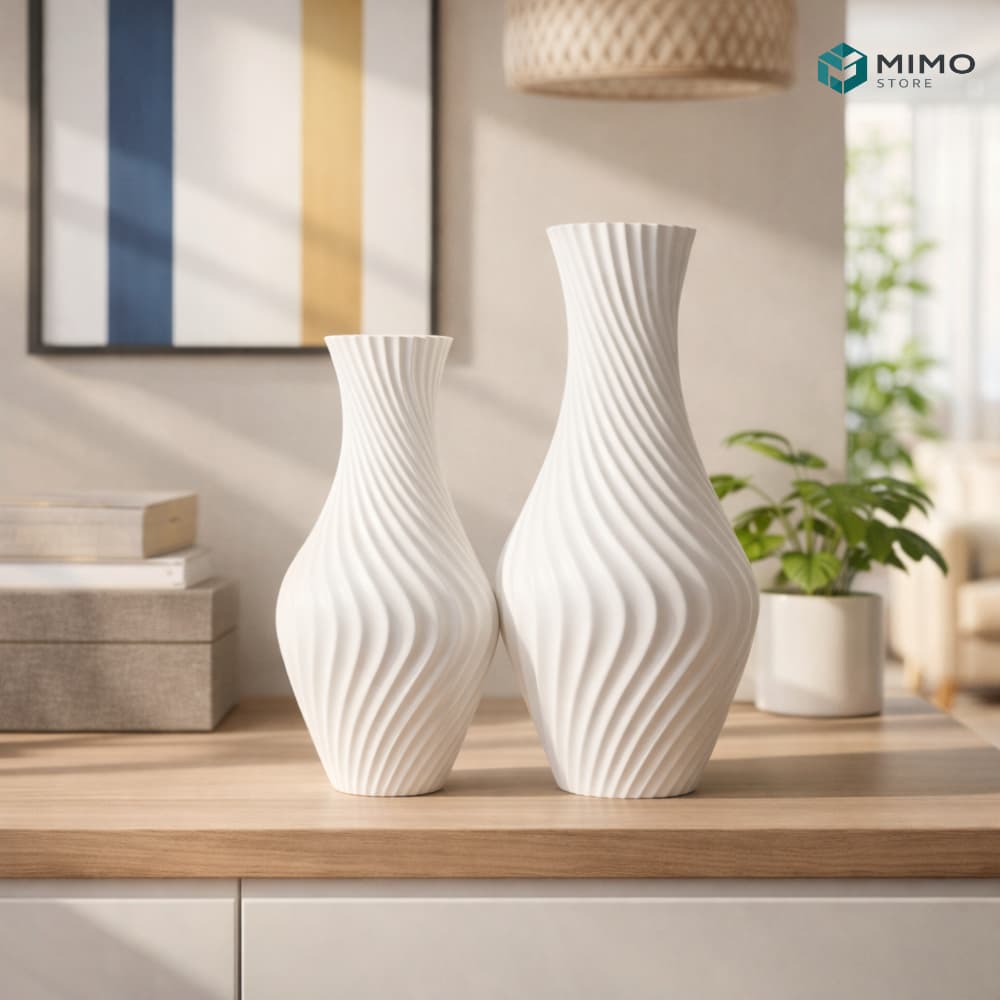 Kit 2 Vasos Decorativos Espiral Moderno | Decoração Sala Luxo Varias Cores