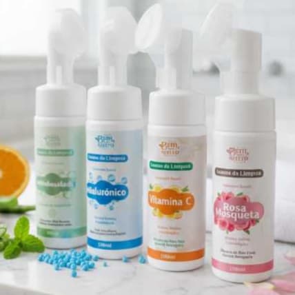 Kit Mousse Espuma Sabonete 150ml + Sérum Facial - Vitamina C, Rosa Mosqueta ou Hialurônico