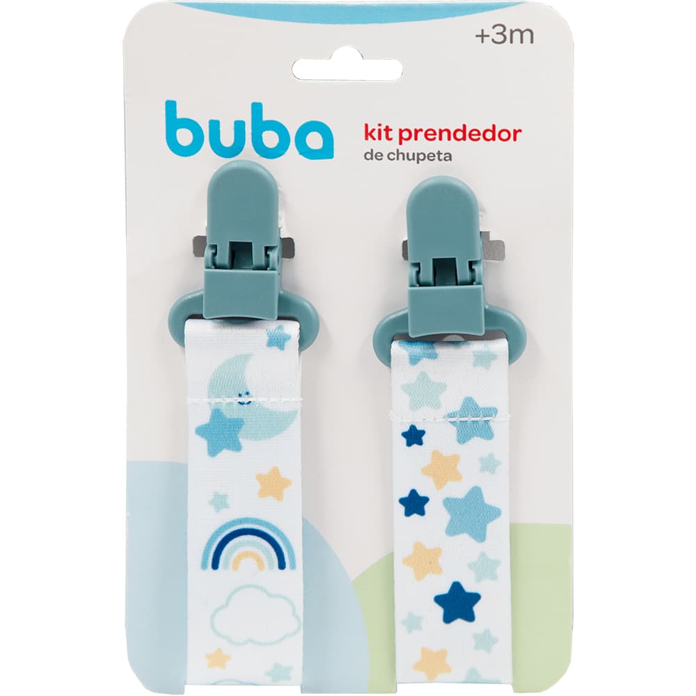 Kit 2 Prendedor de Chupeta Buba Prendedor Bico Estrela Azul